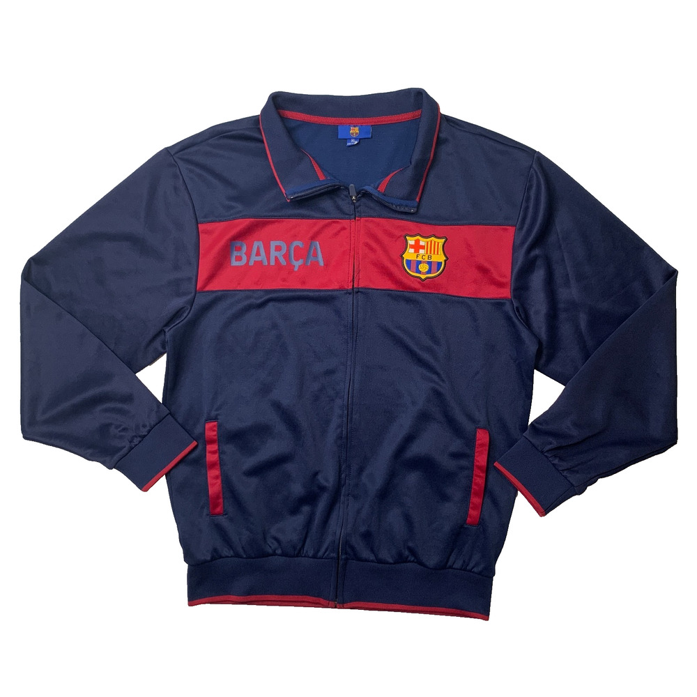 FC Barcelona Jacket Men XL Blue Full Zip Track Warm Up Soccer Football Barca FCB